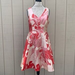 YOANA BARASCHI Fit and Flare Dress - Red/Cream Floral Print
